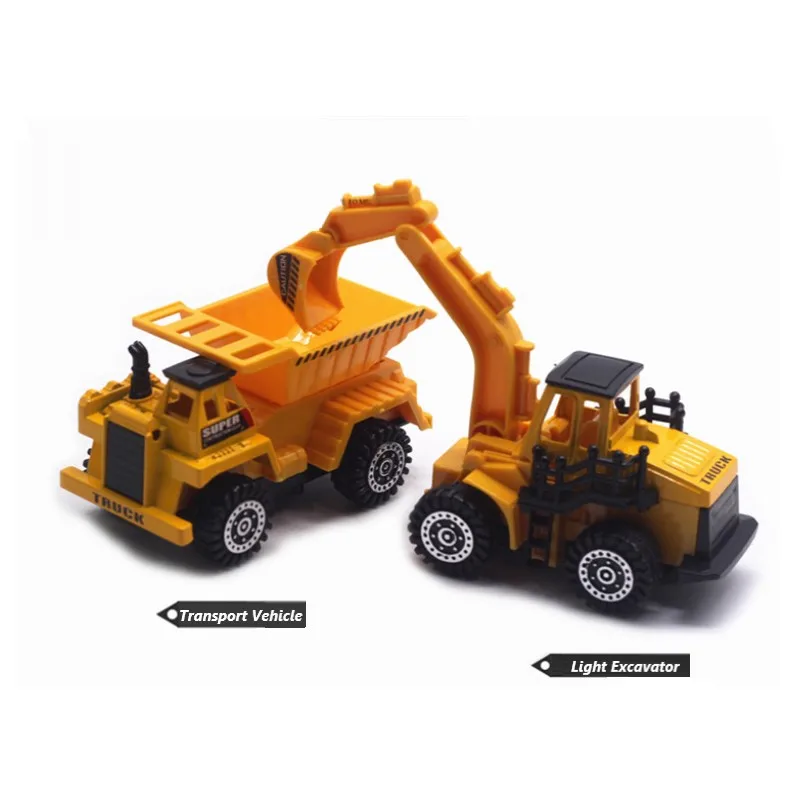 1:64 6pc Alloy Diecast Engineering Vehicle Model Toys Excavator Forklift Roller 