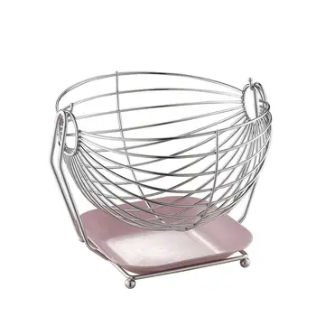 

1 PC Fruit Basket Stainless Steel Simple Hollowed Vegetable Holder Storage Basket with Tray for Kitchen Restaurant Home