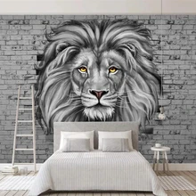 Пользовательские кирпич лев 3d современная гостиная диван детская комната фон стены 3d Обои фреска papel де parede