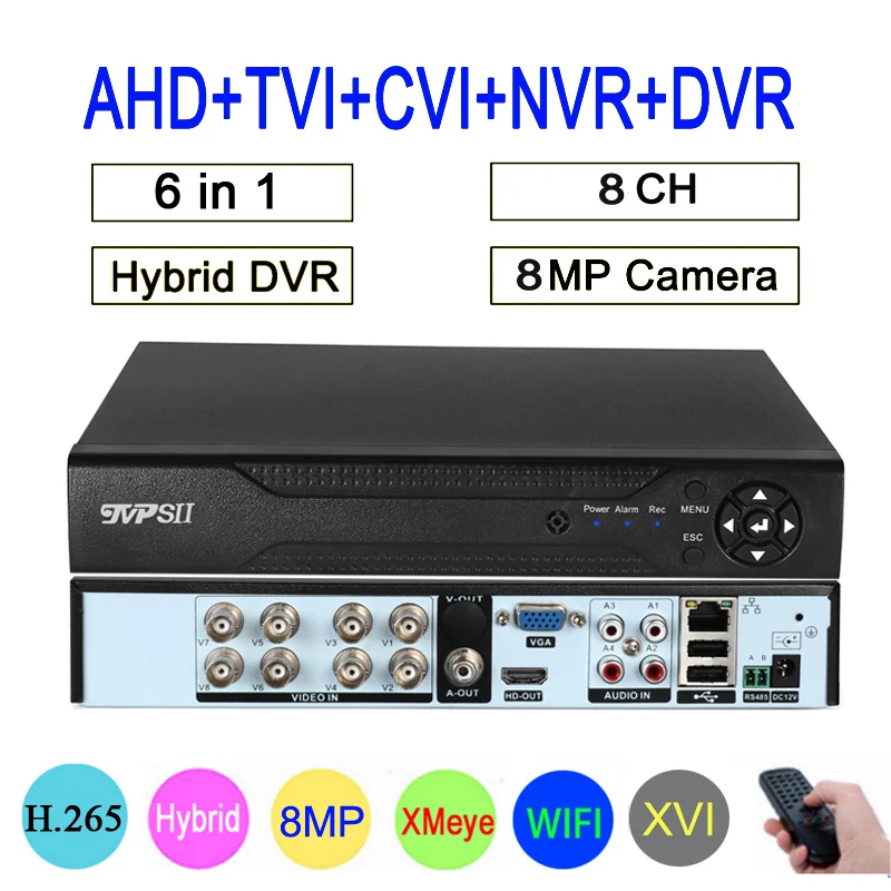 Remote Control Audio Face Detection Hi3531D 8MP 4K Xmeye 8CH 8 Channel H.265+ Hybrid Coaxial WIFI 6 in 1 TVI CVI NVR AHD DVR main picture