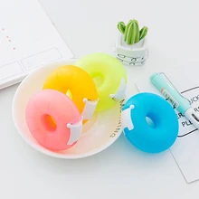 Invisible Tape Cutter Cartoon Tape Dispenser Korea Creative Portable Donut Tape Holder Stationery With Small Tape Inside