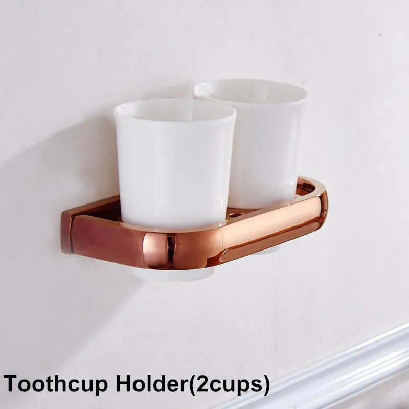 8009-cup-holder-two Набор аксессуаров для ванной комнаты, Senducs качество, латунь, вешалка для полотенец, розовое золото, держатель для бумаги, держатель для туалетной щетки, аксессуары для ванной комнаты - Цвет: 8009-cup-holder-two