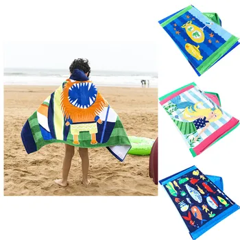 

50^Toddler Hooded Beach Bath Towel Shark Soft Swim Pool Coverup Poncho Cape For Boys Kids Children 1-12 Years Old Bath Robe