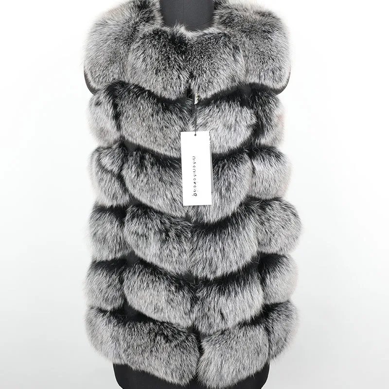 Шуба из натурального Лисьего меха, зимняя женская меховая жилетка 70 см, короткая шуба из натурального меха, куртка из натурального меха