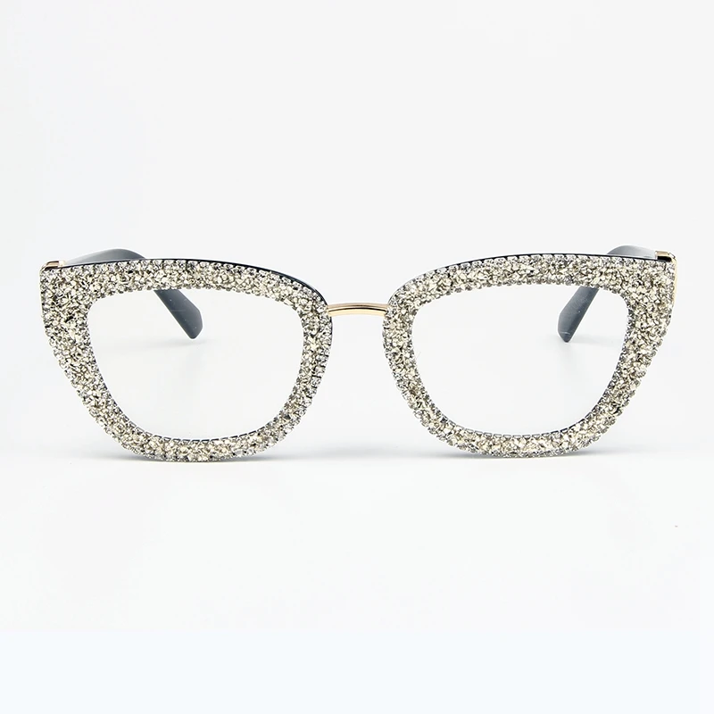 Винтажные женские очки кошачий глаз, роскошные дизайнерские модные гравийные стразы, Женские оправы для очков, женские оптические oculos очки
