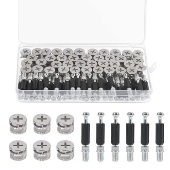 

40pcs Furniture Fixing Screw Furniture Cabinet Locking Connector Pre-Inserted Nut 40pcs Bolts Fixing Dowels for Wardrobe Cupboad
