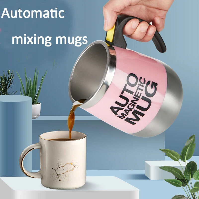 

Electric Stirring Coffee Mug Stainless Steel Magnetic Mug Cover Milk Mixing Mugs Electric Lazy Smart Shaker Coffee Cup And Mugs