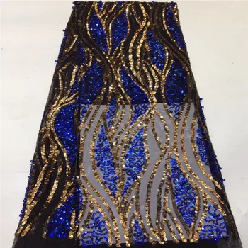 

Sequins Lace Fabric Latest African Lace Fabric High Quality Nigerian French Party lace fabric for tulle lace fabric dress zx4-87