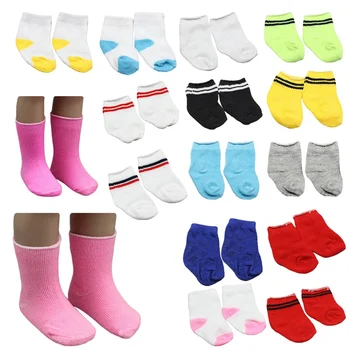 

1 Pair Mini Sock Fit for 43cm Baby 18 Inch Doll Clothes Accessories For Dolls Baby Great Christmas Gifts