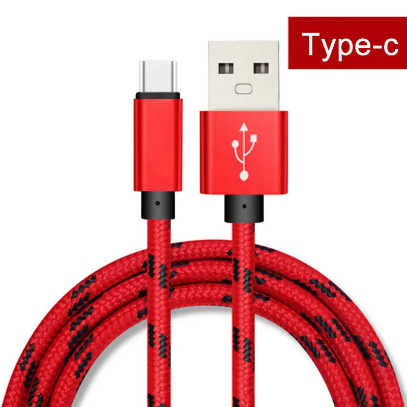 Type-c кабель для передачи данных USB кабели 5V1. 5A Быстрая зарядка для сотового телефона 1 м нейлоновый провод Тип c передача данных кабель для зарядки шнур - Цвет: Красный