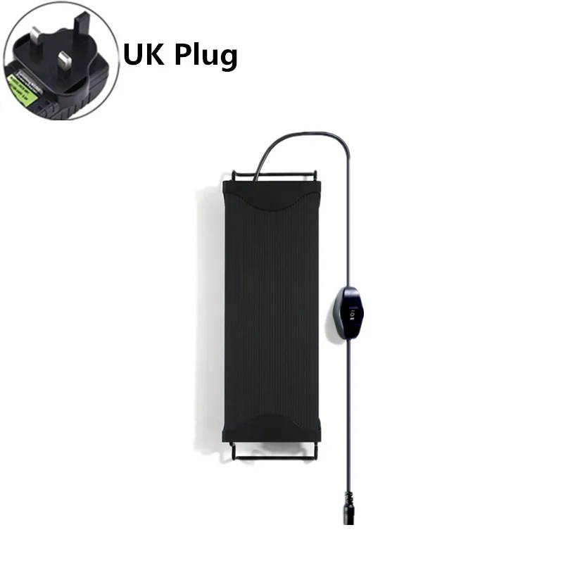 UK Plug 30 Вт 56 см алюминиевый сплав ультра-тонкий белый синий аквариум светодиодный светильник Рыба зажим для бака на светильник с кронштейном аквариум светодиодный светильник ing - Цвет: UK Plug