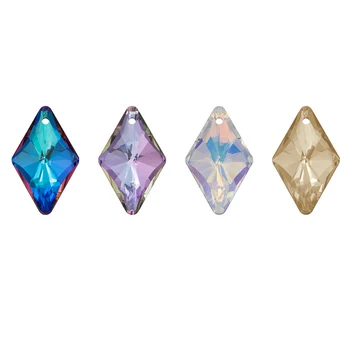 

4pcs Murano Grass Crystal Rhombus Facete Charm Pendant Twinkling Rhinestone Faceted Beads For Making DIY Jewelry Accessories