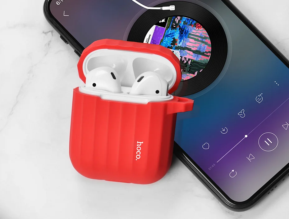 hoco мягкий силиконовый чехол для airpods 1 2 защитный чехол для гарнитуры со шнурком моющийся гибкий чехол для гарнитуры air pods защита от пыли и царапин для эйрподс эрподс цветной