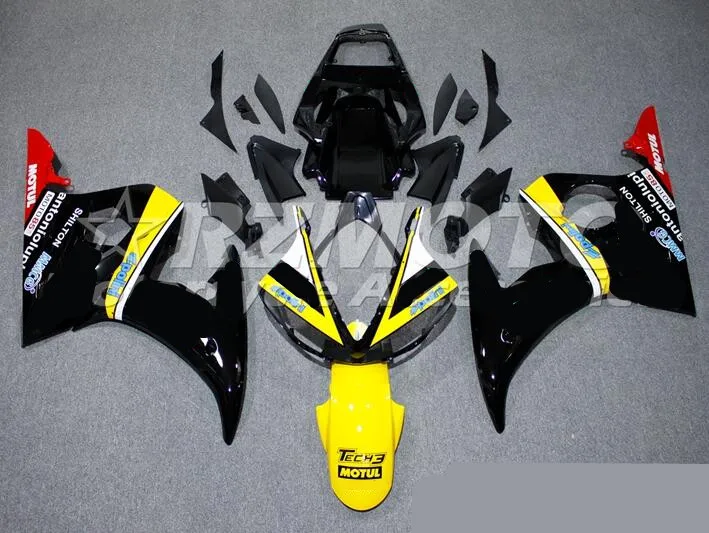 

3 Free Gifts New ABS motor Fairing Kit Fit For YAMAHA YZF-R6 2003 2004 2005 R6 03 04 05 Full Fairings custom black yellow TOP