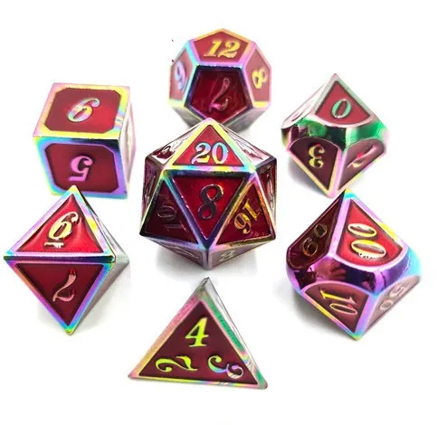 4 Новое поступление 7 шт./компл. многогранные металла игральная кость d4 d6 d8 d10 d12 d20 игральные кости DND набор dados rpg dobbelstenen dados РОЛ - Цвет: 4