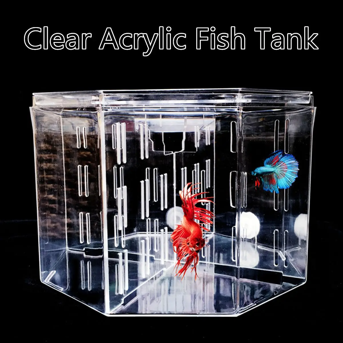 Мини Прозрачный Акриловый Аквариум Betta аквариум для разведения изоляционная коробка прозрачный держатель для канцтоваров с цивровыми часами изоляция бесплатно для аквариума поставки