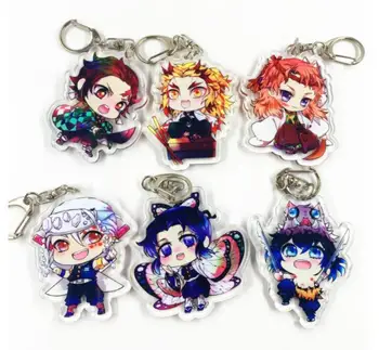 

20 pcs Cartoon mix Kimetsu no Yaiba Double Sided Acrylic Keychain Keyring Cosplay Anime Gifts