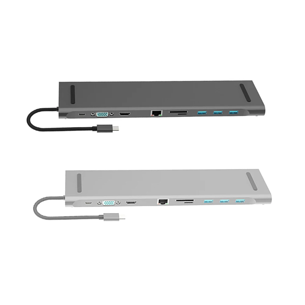 10 in 1 Multi USB C HUB to HDMI VGA USB 3.0 RJ45 3.5mm Audio Adapter for MacBook Type C HUB for Samsung S8 Huawei Mate 10