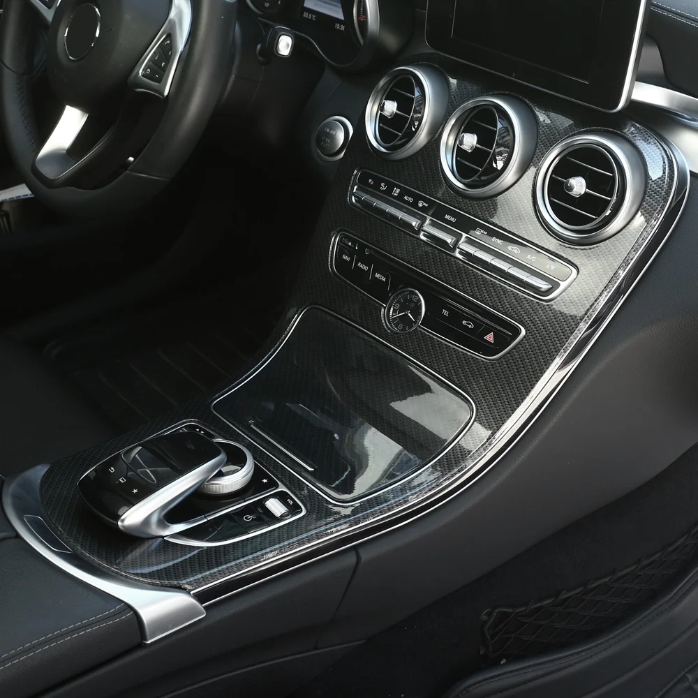 Для Mercedes Benz C Class W205 GLC X253 углеродное волокно цветная наклейка для автомобиля ABS центральная консоль декоративная панель накладка