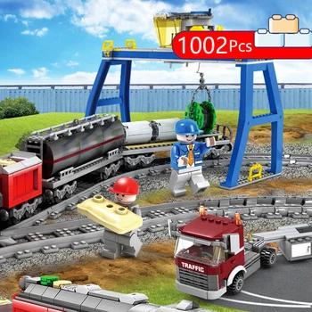 

City KAZI 98219 Electric Railcar and Harmonic High-speed Rail Boy Lepining Rails Building Blocks DIY Bricks Toys for Children 3C