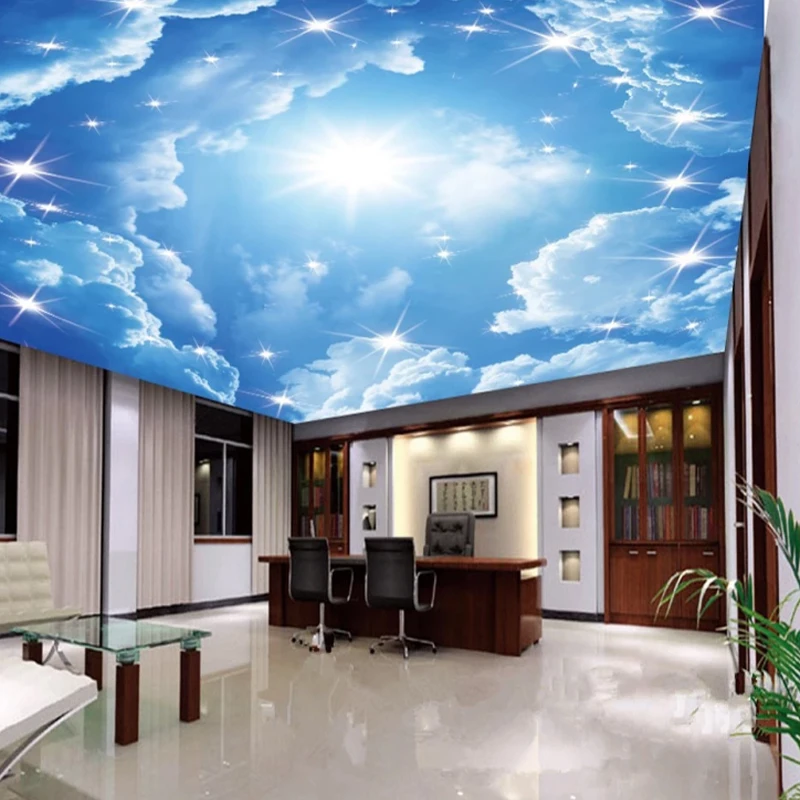 

3d ceiling wallpaper beatiful blue sky cloud wall mural home decoration