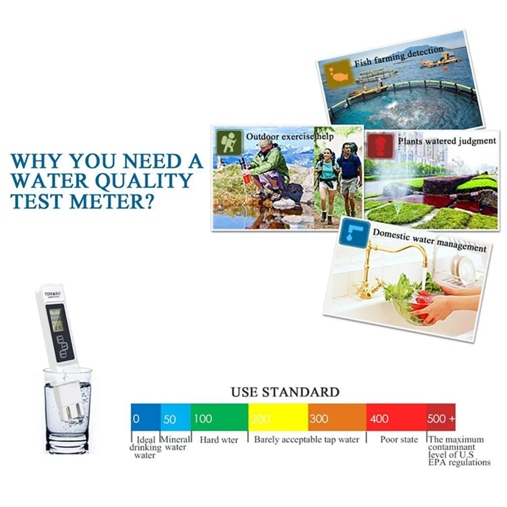 uv meter Digital PH EC TDS Meter Tester Temperature Pen Water Purity PPM Filter Hydroponic for Aquarium Pool Water Monitor oscilloscopes