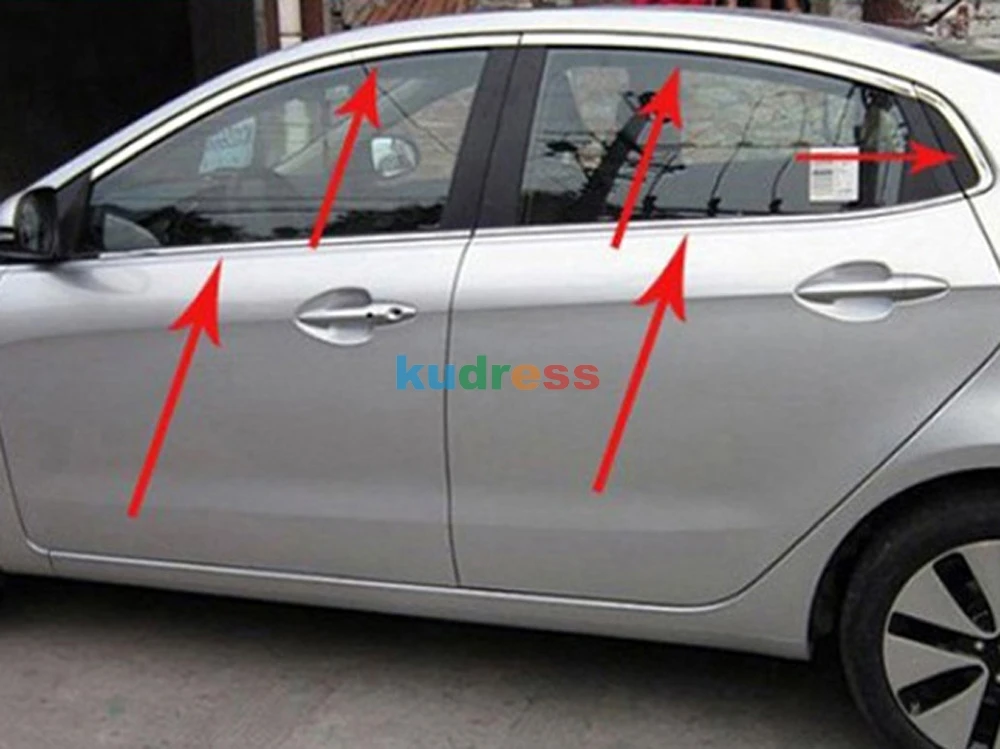 Для KIA K2 Rio 2011- Седан авто аксессуары из нержавеющей стали оконная рама автомобиля отделка стекла полосы для русской модели 10 шт