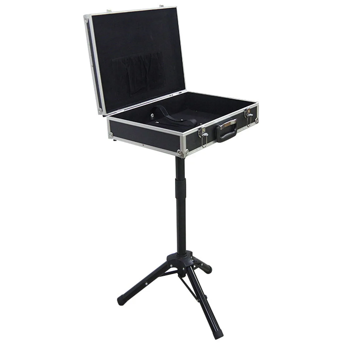 

New Hot Magician Carrying Case Magic Table Tricks Gimmick Magician Suitcase With Aluminum Tripod Games- Black