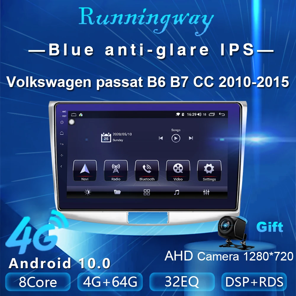 Runningway Android 10 0 5G автомобильный DVD плеер для Volkswagen VW passat 7 B7 CC 2010 2015 4G + 64G радиоприемник мультимедийный