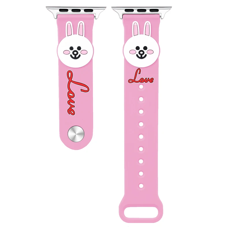 Rose red 4 3D мультяшный мягкий силиконовый ремешок для apple watch band 5 4 3 2 1 42 мм 44 мм 44 мм 40 мм браслет для iWatch Sports Edition - Цвет ремешка: Rose red 4