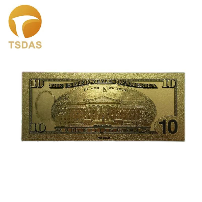 One Lot 10 PCS 24k Gold Foil Banknotes New USA Dollars Collection Colors Banknote Creative Wedding Decor Gifts|bill collection|lot 10gift collection