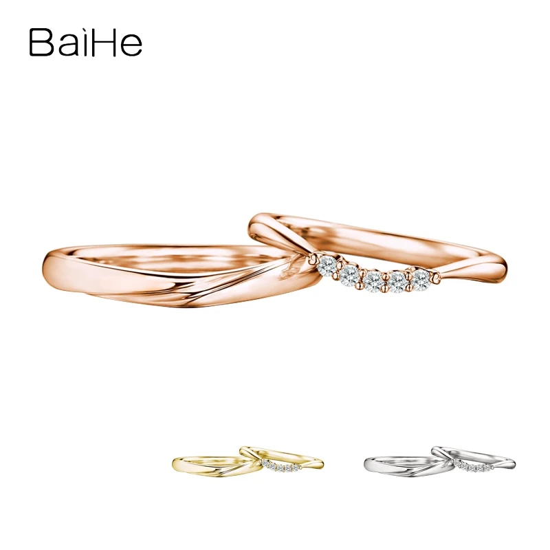 BAIHE Solid 18K White Gold H/SI Natural Diamonds Ring Man Girl Trendy Fine Jewelry Couple Valentine's Day Gift | Украшения и