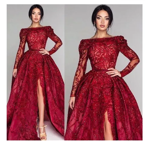 Бордовые Длинные вечерние платья с вырезом лодочкой на молнии Vestido Вечерние платья Abendkleider платья Robe De Soiree Longue
