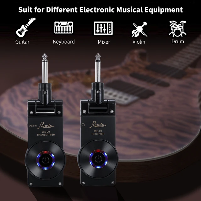 Rowin WS-20 Wireless Guitar System Transmitte Receber Transmissor Digital  Para Guitarra Elétrica Baixo Violino Conectar Amplificador 100ft -  AliExpress