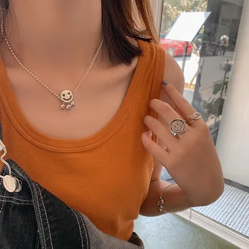 

SNCSDK 2020 creative Multiple smiley retro Women necklace fashion student simple clavicle chain all-match trend accessories