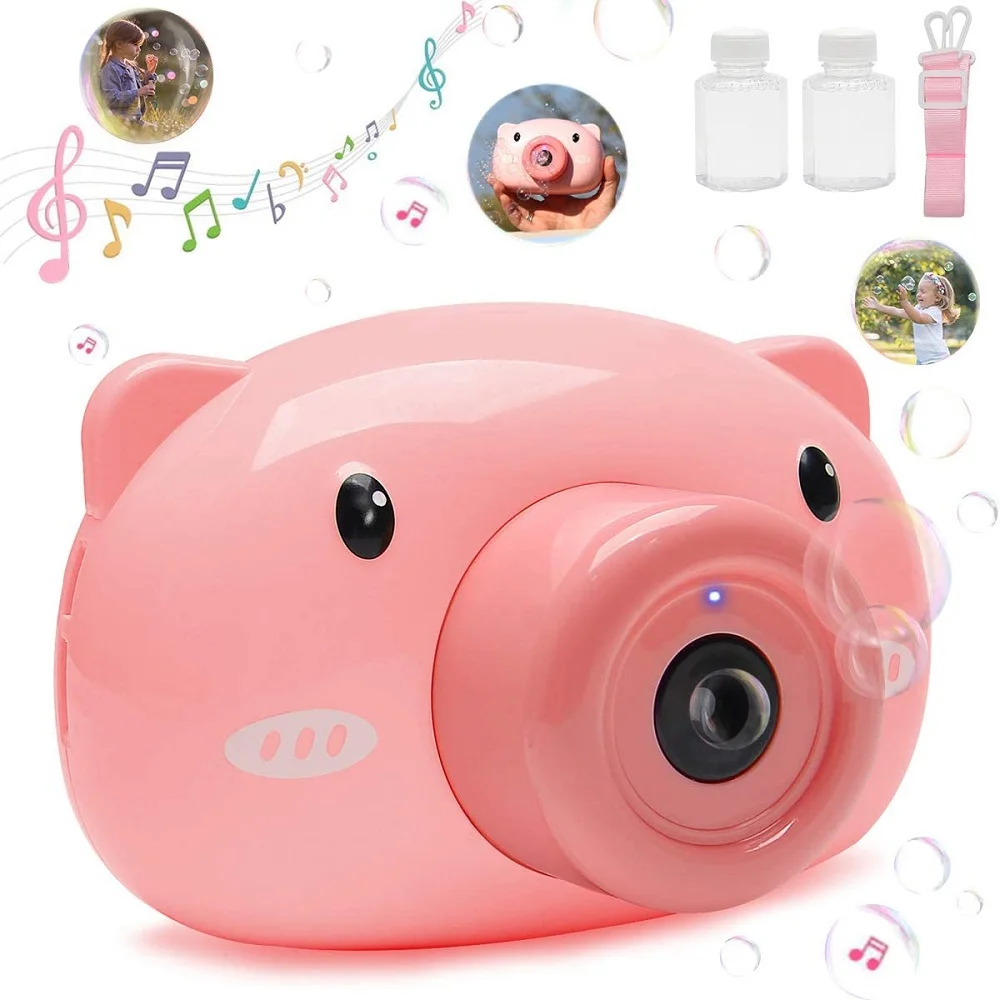 

Bubble Machine Children's Electric Bubble Blowing Machine Toys with Light & Dynamic Music Boys & Girls Automatic Camera Pig