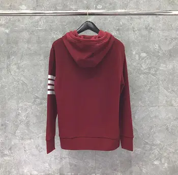 

2020 Fashion TB THOM Brand Hooded Clothing Cotton Loose Jacket Men Women Sweatshirts Hoodies Striped Casual Red Sportswear Coat