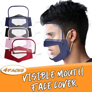 

4PCS Transparent Visible Lip Adult Scarf Dustproof Eye Protection Outdoor Face Protective Face Mask With Eyes Shield Filters