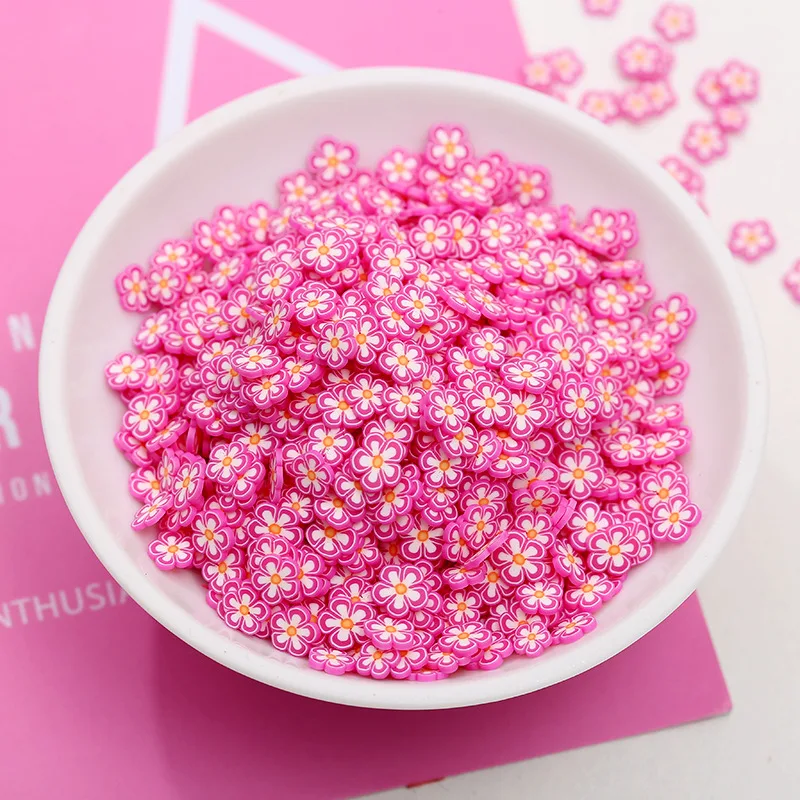 

100g Flower Slices Fimo Polymer Clay Sprinkles for Slime DIY Nail Art Decoration Tiny Cute Candy plastic klei Mud Particles 5mm