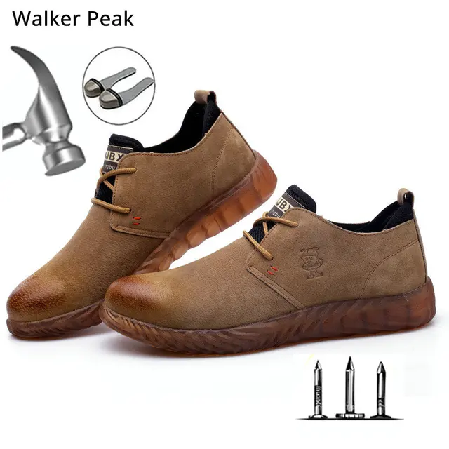 US $22.03 Size 3645 Casual shoes Mens Steel Toe Genuine Leather Flats Mens Work Sneakers PunctureProof Saf