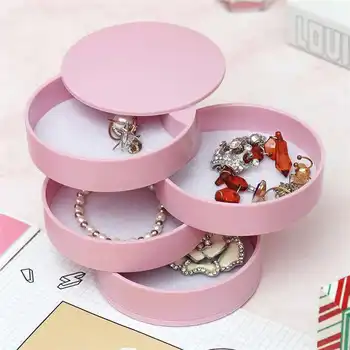 

4 Layers Jewelry Storage Box 360 Degrees Rotary Holder Jewelry Organizer for Earrings Rubber Band Bracelet Small Items Organizer