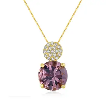 

Real Pure Sterling Silver 925 Necklace S925 sterling silver pendant necklace with morganite simple necklace for women