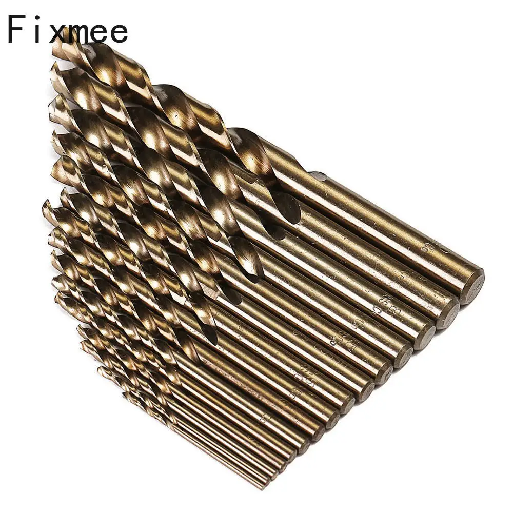 40-133mm Length Wood15pcs Cobalt Drill Bits For Metal Wood Working M35 HSS Co Steel Straight Shank 1.5-10mm Twist Drill Bit