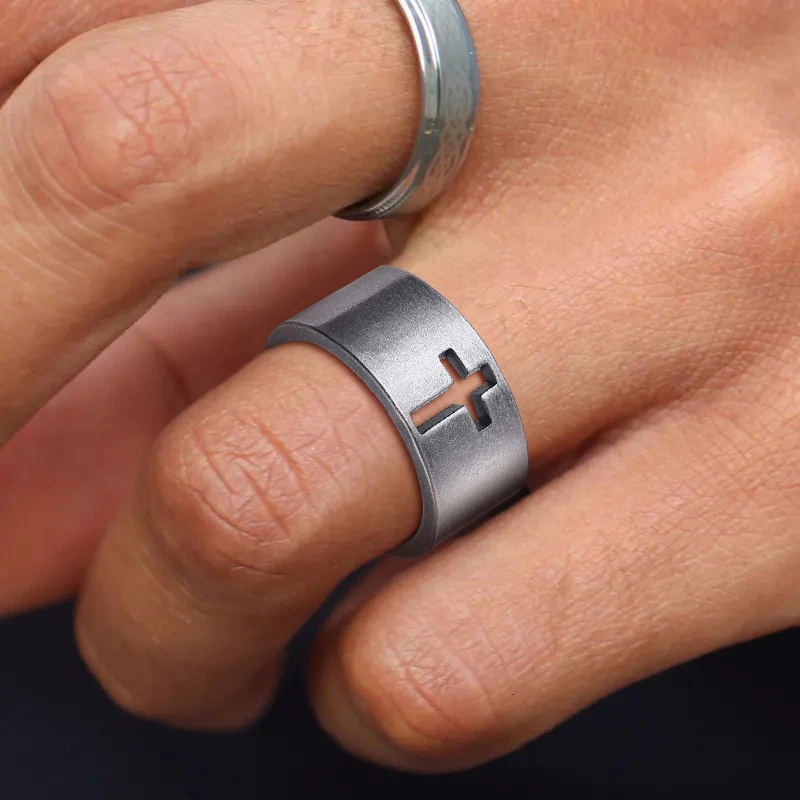 Anillos Giratorios De Ansiedad Para Mujeres Y Hombres, Anillos De Cadena Giratoria De Acero Inoxidable, Anillos Punk, Góticos, Para Aliviar El Estrés, Joyería De Banda (7, Negro Y Plateado
