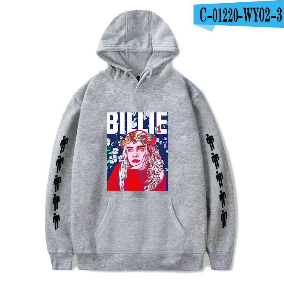 As picture Толстовки для женщин и мужчин; модная Толстовка Billie Eilish с капюшоном; повседневные Черные толстовки с принтом; сезон осень-зима; пуловеры; толстовки для девочек - Цвет: As picture