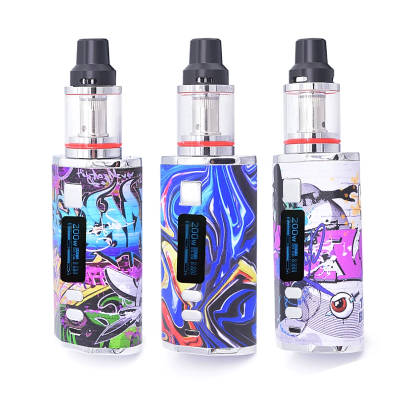 

Newest 200W TC Box Mod with 4400mah built in battery 2.5ML 0.3ohm coil tank 510 Mod vape hookah electronic cigarette vapor kit