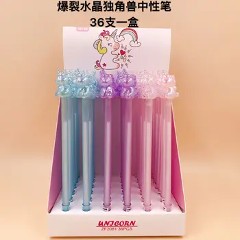 

36pcs Kawaii Gel Pens Crystal unicorn black gel ink pens for writing Cute stationery office school supplies 0.5mm