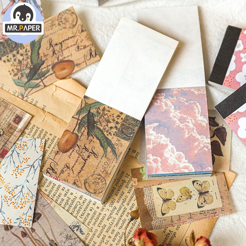 

Mr.paper Love DIY Granny Postcard Suit Medieval Stickers with Envelope Handmade Dry Craft Journal Travel Recording Envelopes