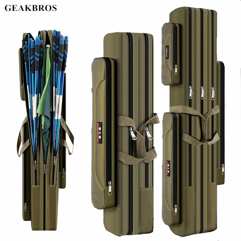 

2/3 Layer Fishing Rod Bag Fishing Tackle Backpack Fishing Bait Pole Line Storage Waterproof 90/100/120cm Fishing Equipment Pesca