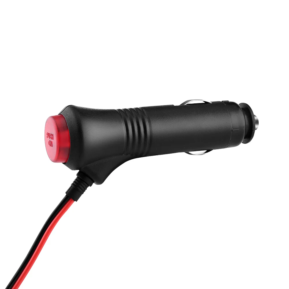 

12V 24V 60W 1.5m Male Car Cigarette Lighter Socket Power Plug Adapter On Off 10A Fuse With switch button red LED indicator light